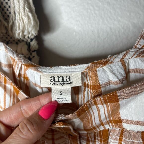 a.n.a. Orange plaid top - Picture 4 of 5
